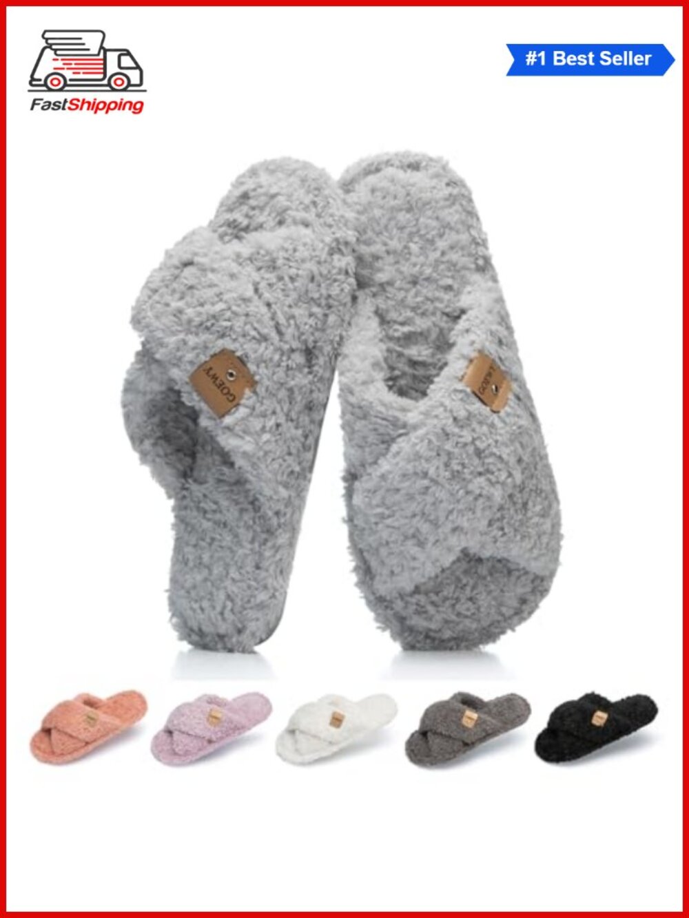✨ GOEWY Fuzzy Open Toe Slippers for Women Cozy Memory Foam House Shoes